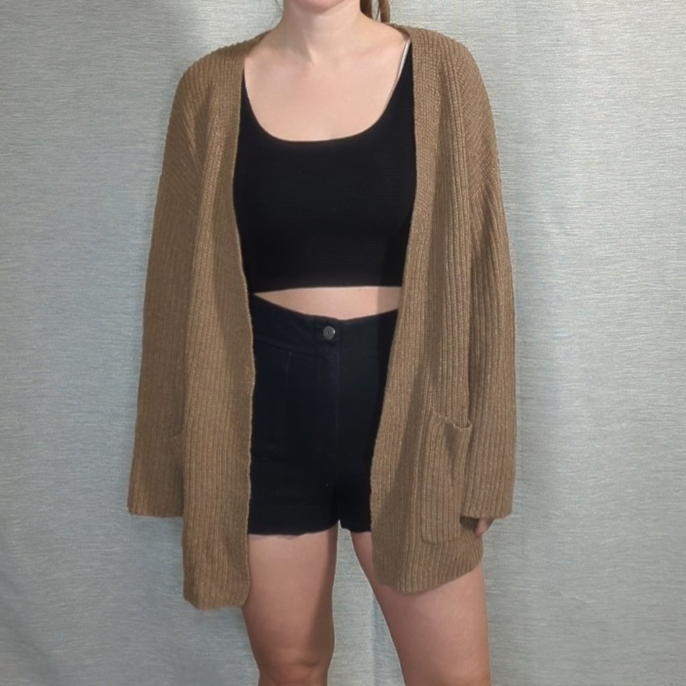 Oak + Fort Oversized Cardigan in Cookie Brown
